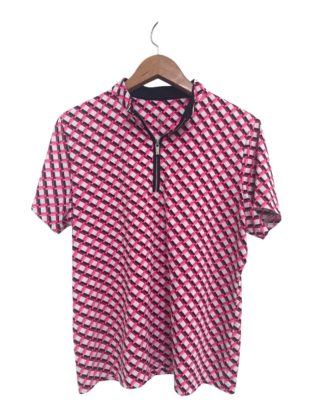 Tail Pink Geometric Short Sleeve 1/4 Zip Golf Polo